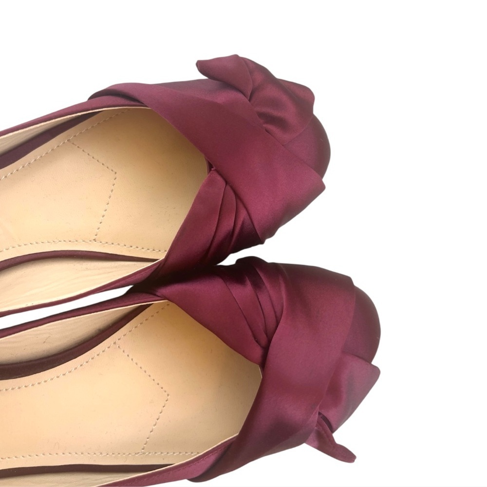 Charles by Charles David Burgundy Satin Darcy Knot Ballet Flats
